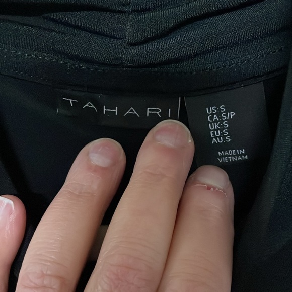 Tahari size small black ruffle sleeve with neck knot blouse - Picture 3 of 8